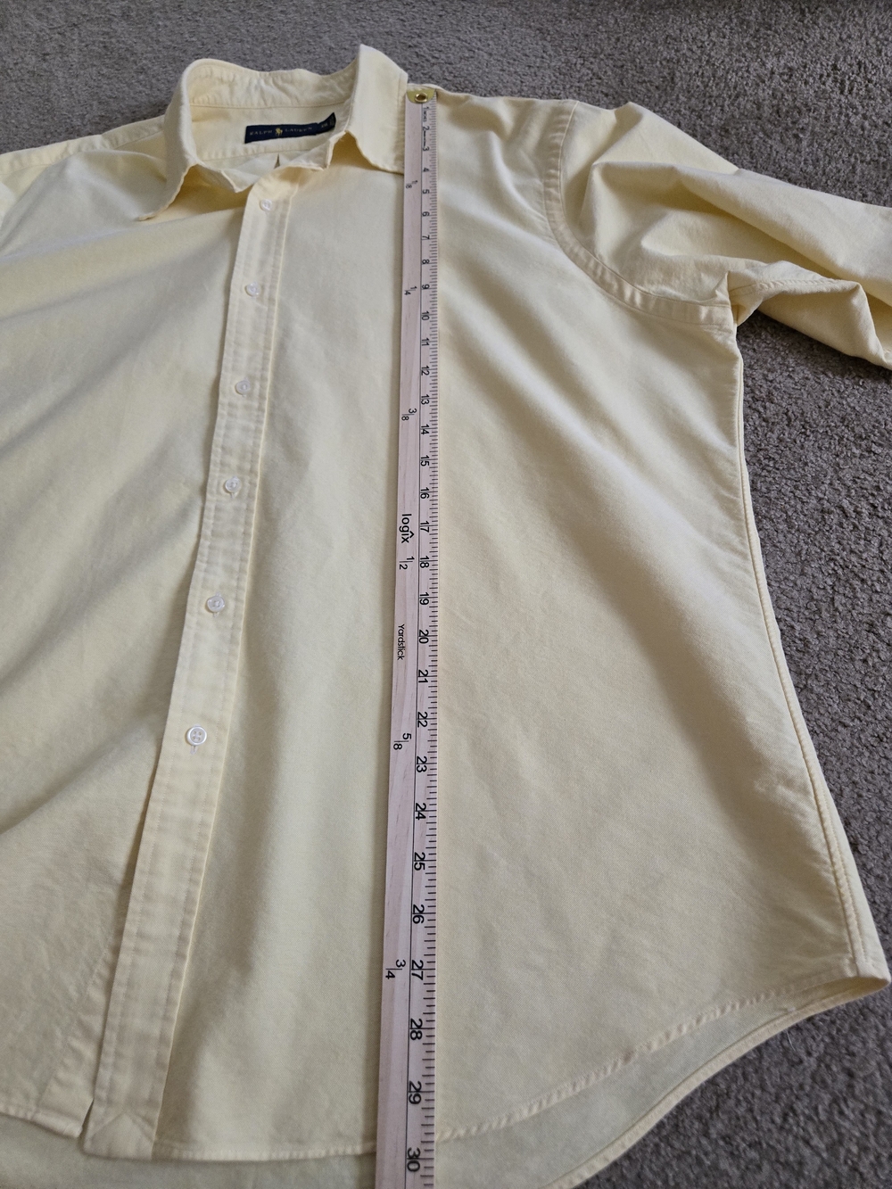 Ralph Lauren Butter Yellow Classic Button-Down Brown Polo Pony Preppy Old Money - Picture 14 of 14